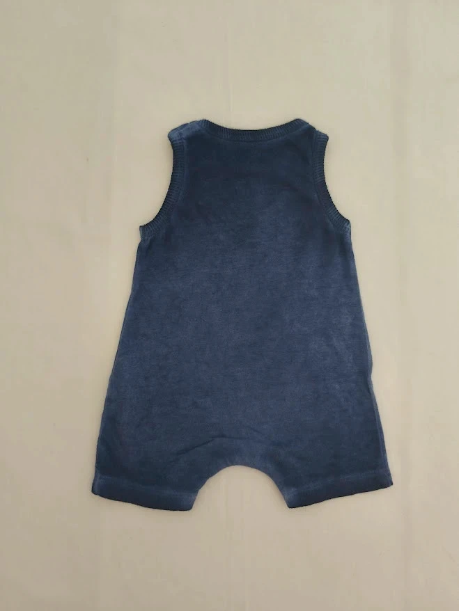 Korte jumpsuit Grain de Blé 3 maanden blauw zonder mouwen met print – photo 3